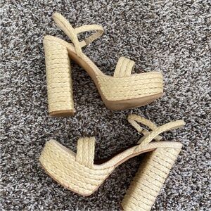 Jeffrey Campbell Yachty Wicker Platform High Heel Sandals